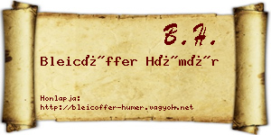 Bleicöffer Hümér névjegykártya